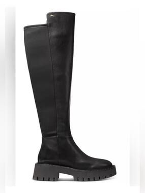 Michael Kors | Asher Knee High Leather Boots Chunky Lug Sole Black Size 5